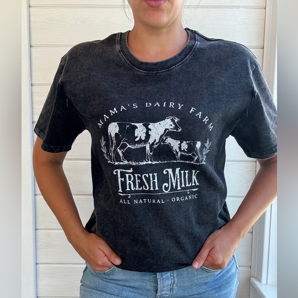 All Things Mama Design Acid Wash Grey Nursing Shirt sz L